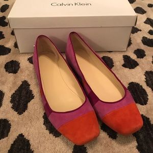 Calvin Klein Suede Purple & Orange Flats